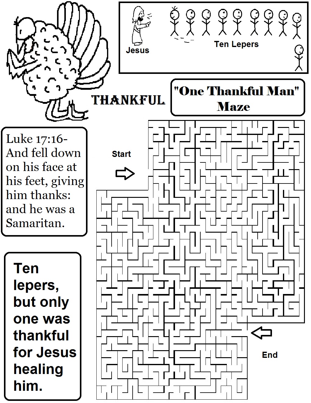 Thanksgiving "One Thankful Leper" Sunday School Lesson